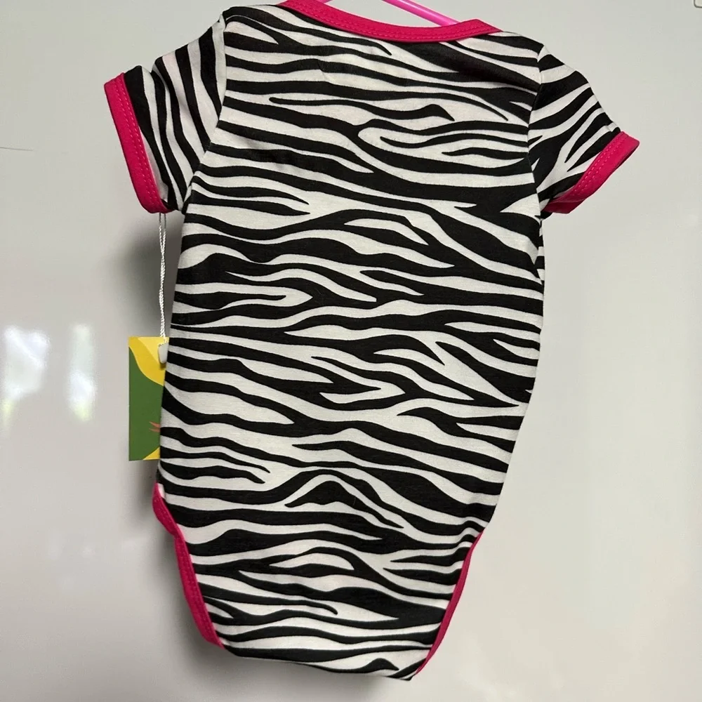 Black and Pink Zebra Print Bodysuit Set
